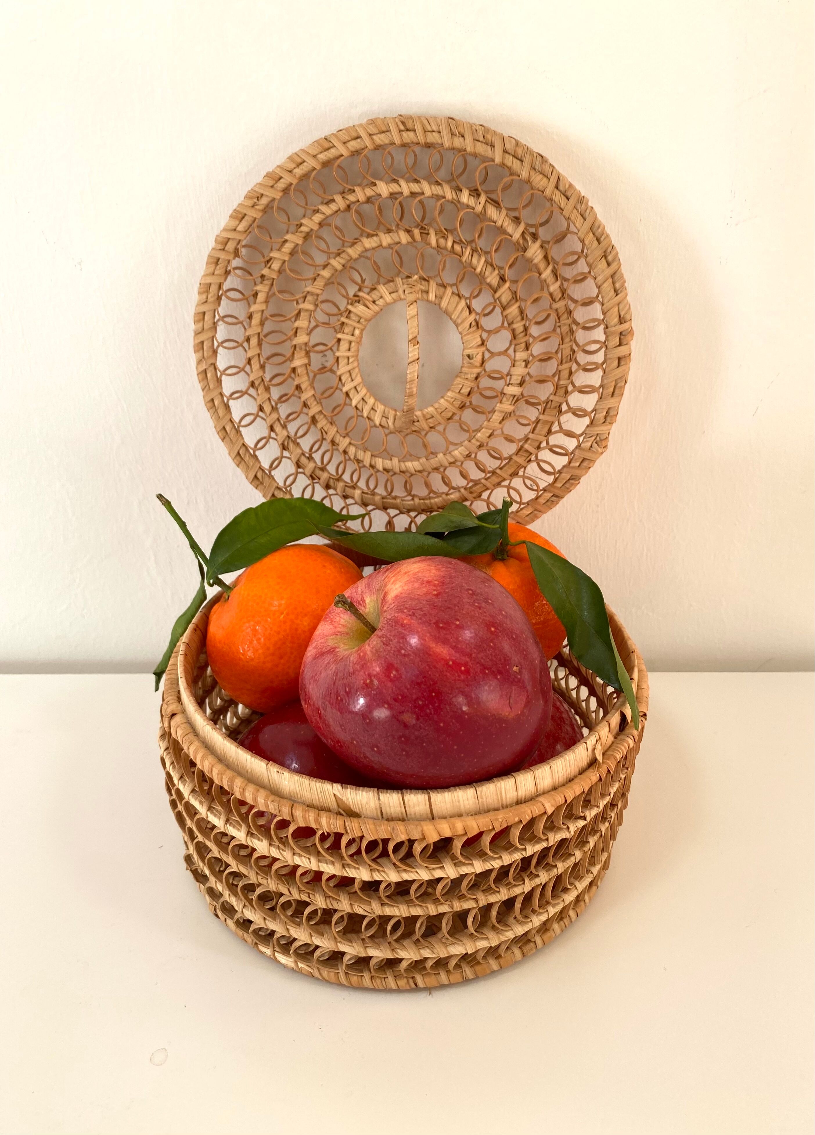 Vintage basket box in woven rattan