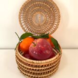 Vintage basket box in woven rattan
