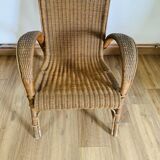 Wicker and rattan armchair