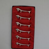 6 silver plated basset knife holders