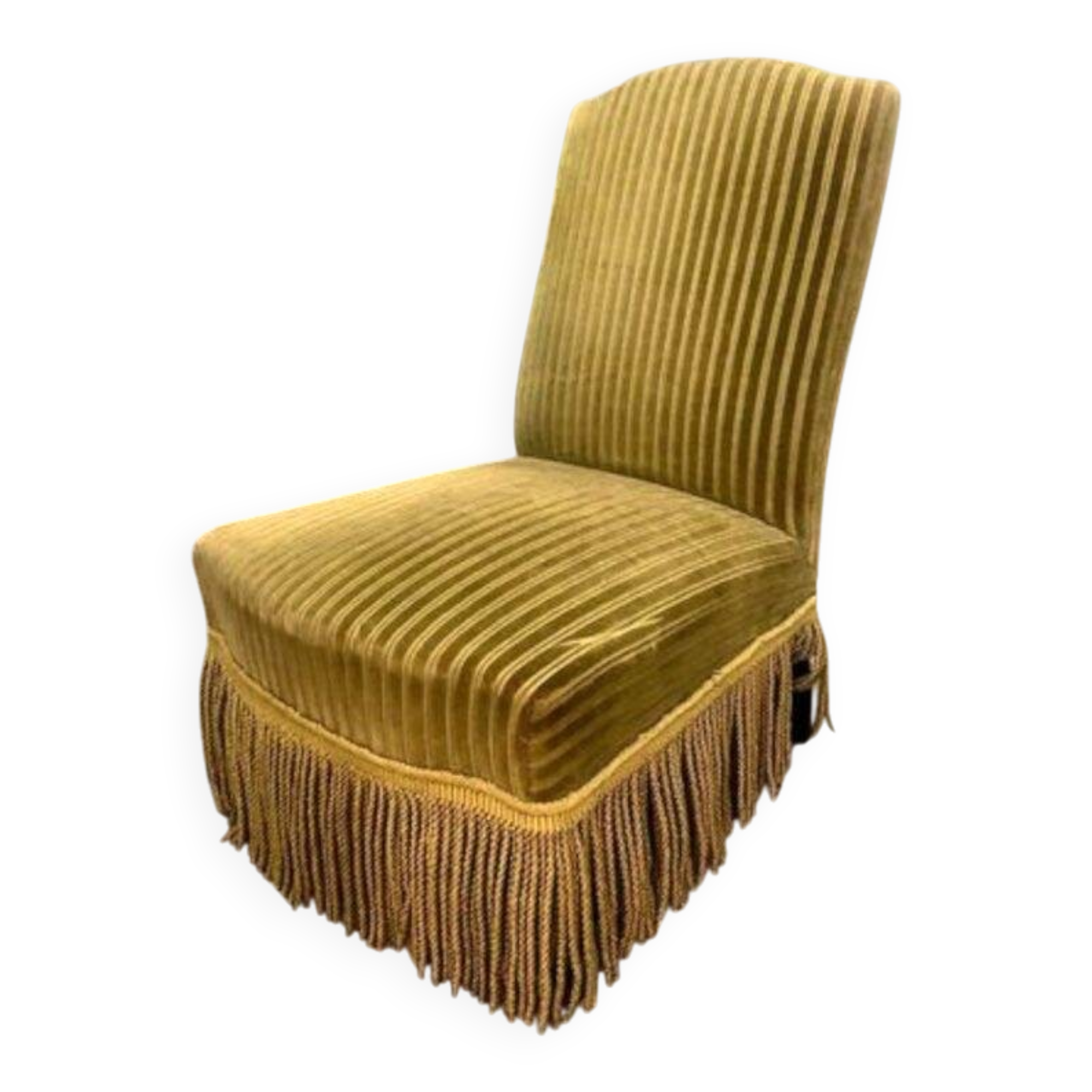 Fauteuil crapaud boudoir art déco vintage vert kaki