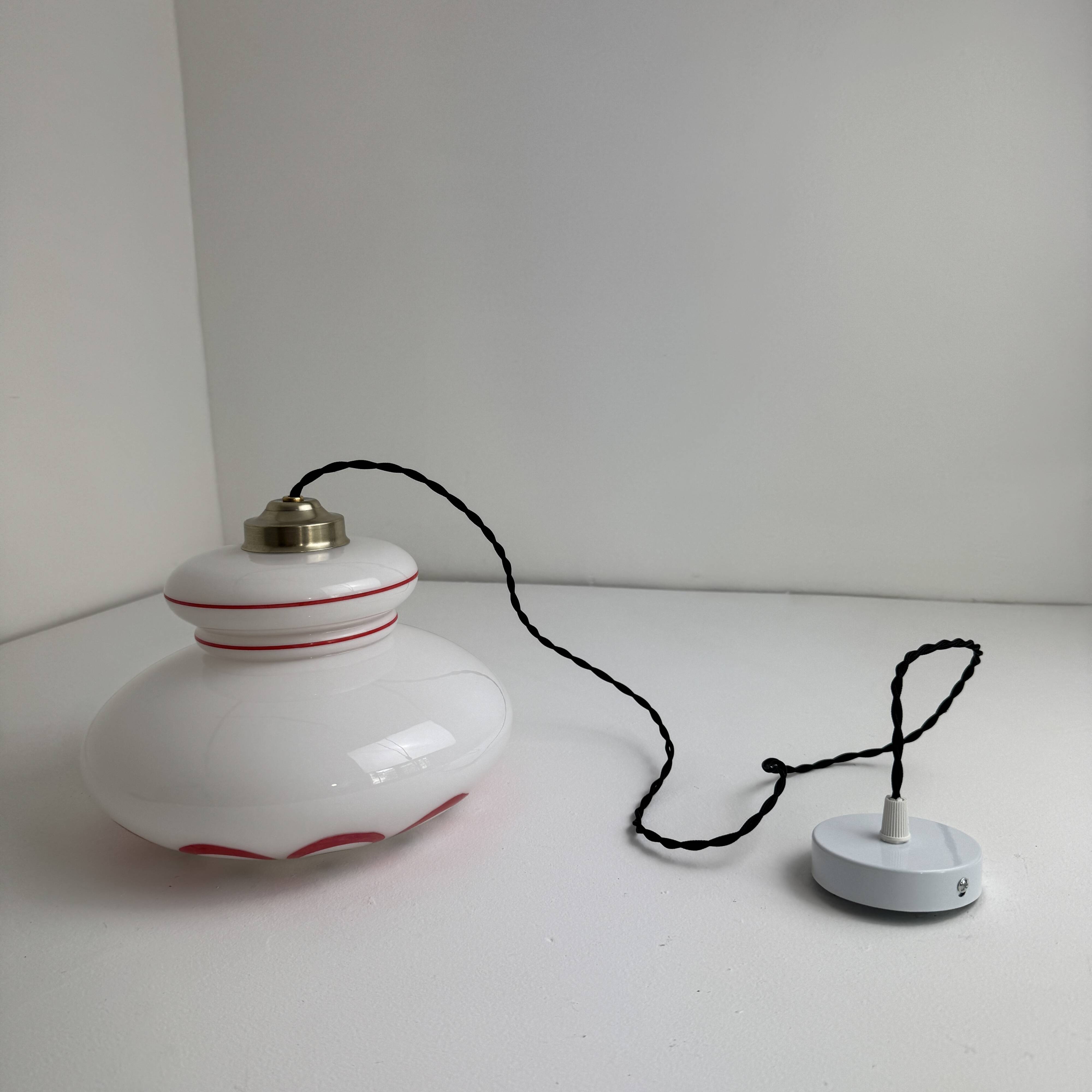 Vintage opaline suspension light from the 1970s