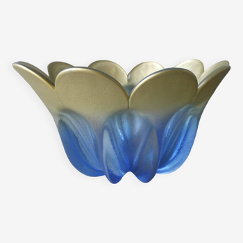 Blue and gold glass bowl or salad bowl, 1970s
