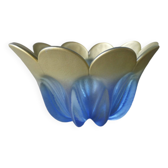 Blue and gold glass bowl or salad bowl, 1970s