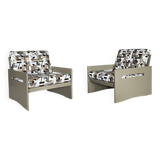 Vintage lounge chairs – newly upholstered in geometric fabric