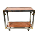 Italian rolling dessert table with two trays decorated with pink travertine