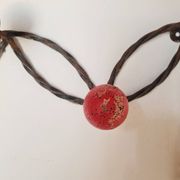 Vintage wall-mounted coat rack in wrought iron with coloured balls - Roger Feraud