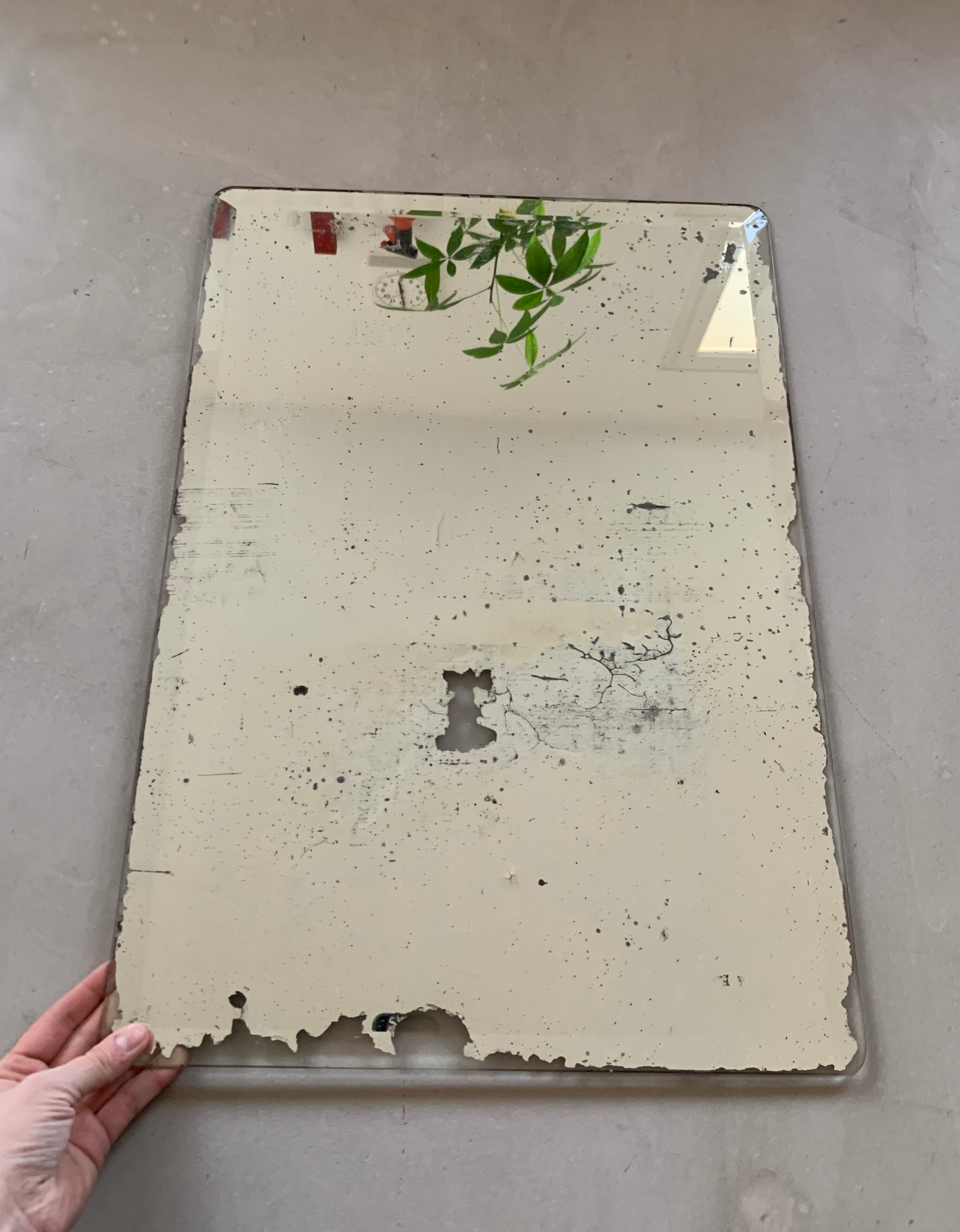 Antique beveled stitched mirror 60x40cm
