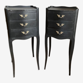 Paire de chevets style Louis XV noir