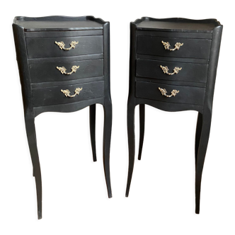 Pair of bedside tables style Louis XV black