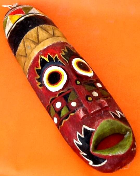 African / Tribal hanging mask (large model) Carved and colored wood