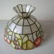 Old large mother-of-pearl brass lampshade stained glass style fruit decor 31 cm