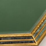 Pair gilt octagonal mirrors by Deknudt, vintage églomisé, Belgian 1970s, gold