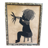 Painting Little boy with pine cone