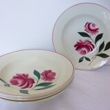 Set of 4 vintage soup plates from Printemps Paris, Essonnes model, in porcelain