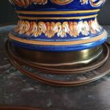 Table lamp and its lampshade, Giens earthenware and bronze h=46.5 cm