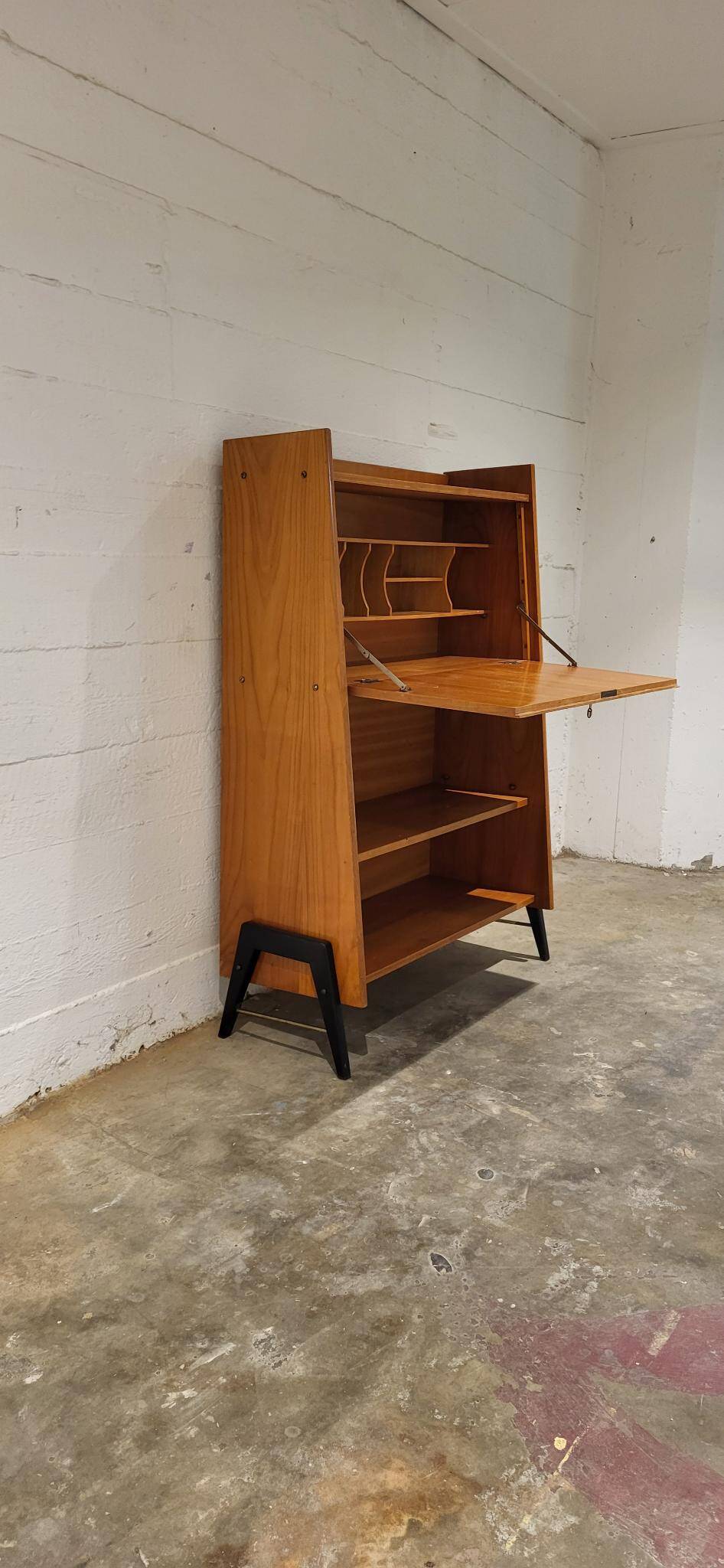 Vintage secretaire with bookcase, 1950s