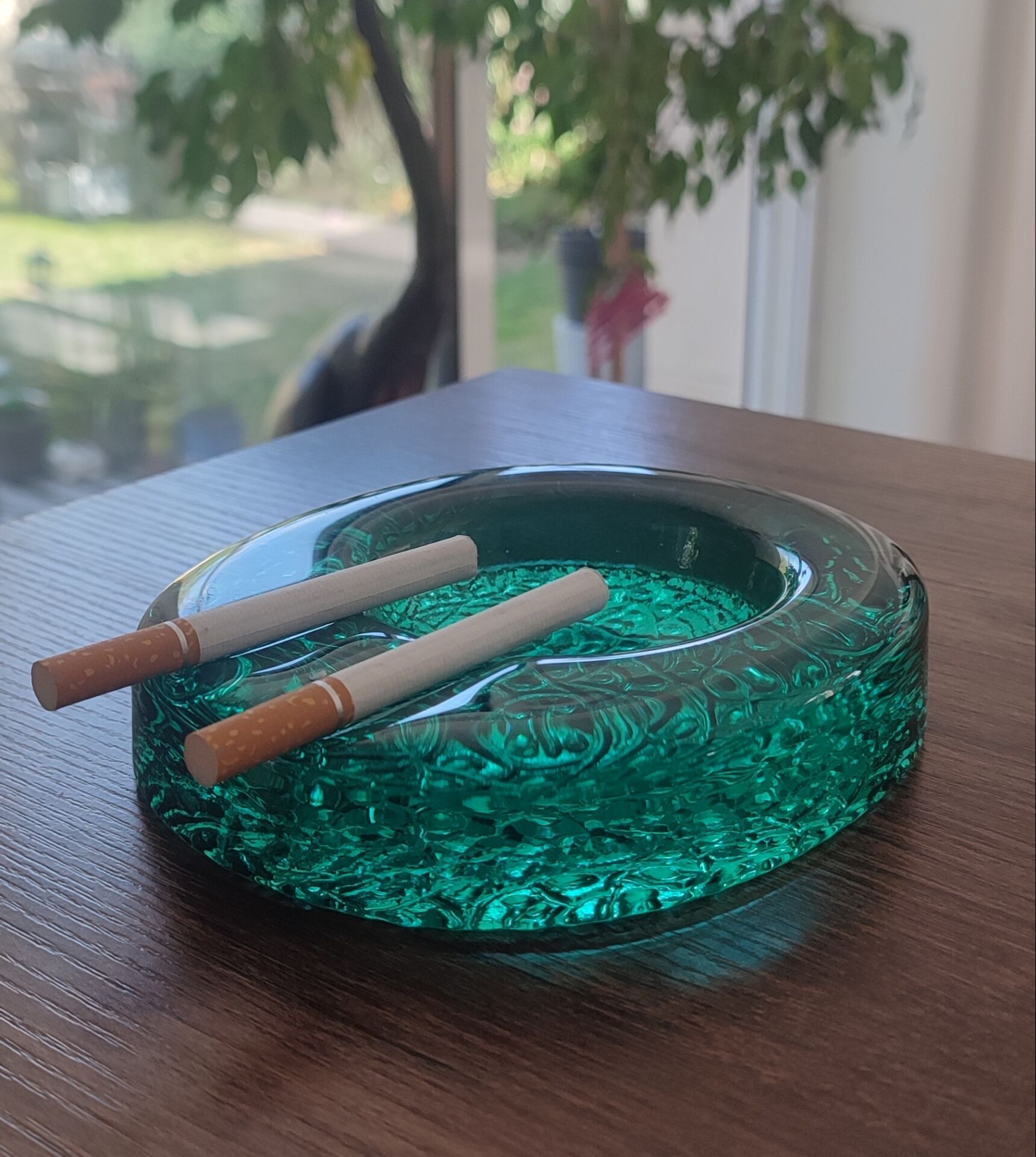 Kosta Boda art ashtray solid glass emerald circa 1970