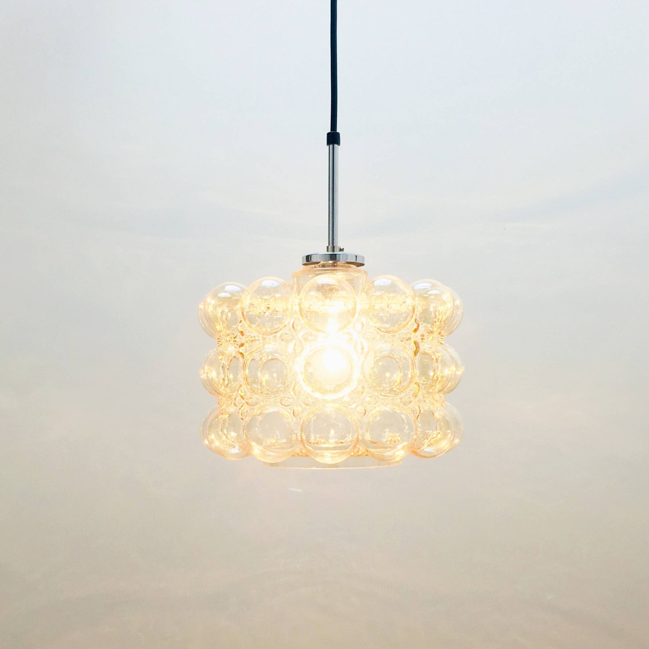 Mid-Century Amber Bubble Glass Ceiling Light/Pendant by Helena Tynell for Limburg, Germany, 1960s