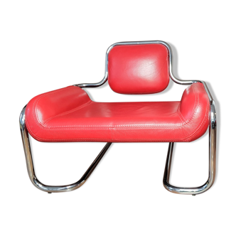 Armchair Steiner model Limande red leather