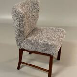 Danish beside chair in grey sheep skin  1940s