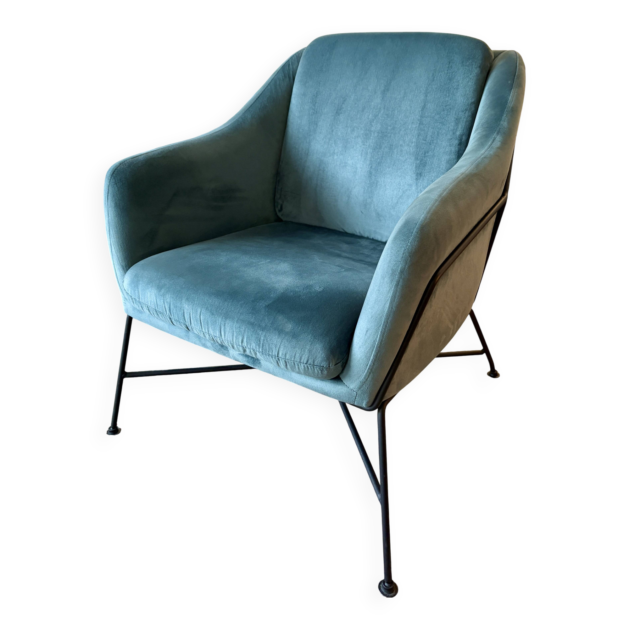 Fauteuil en velours avec structure apparente | Selency