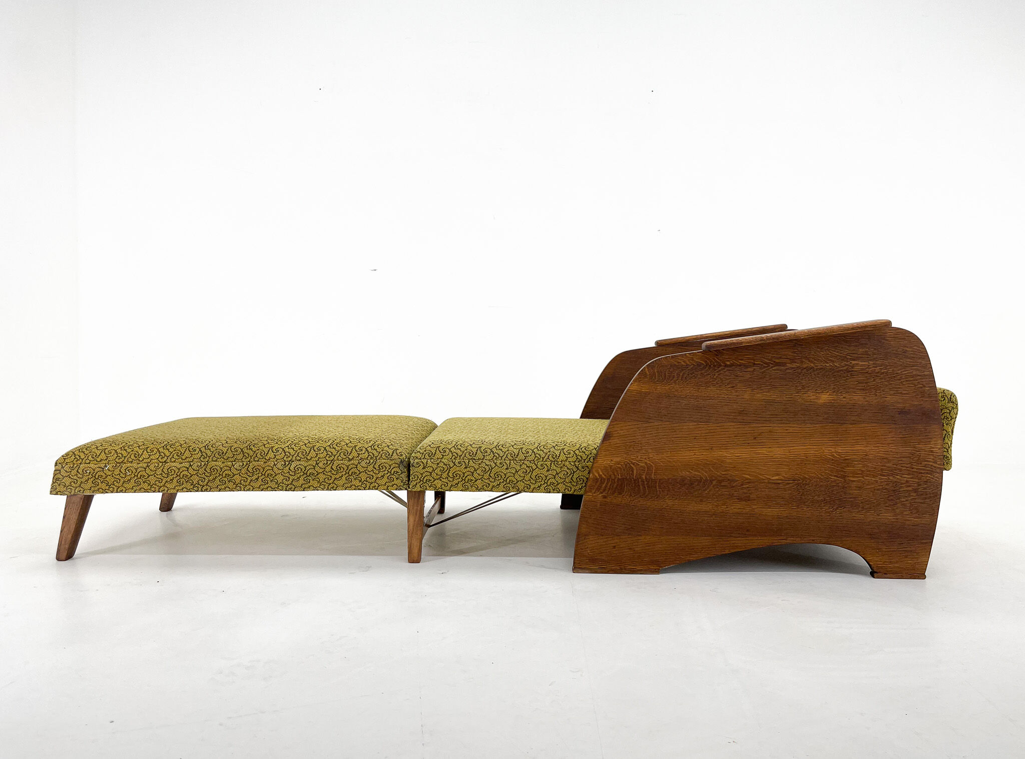 1960s armchair convertible to daybed, czechoslovakia
