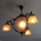 Old Art Deco style chandelier in bronze 4 fires