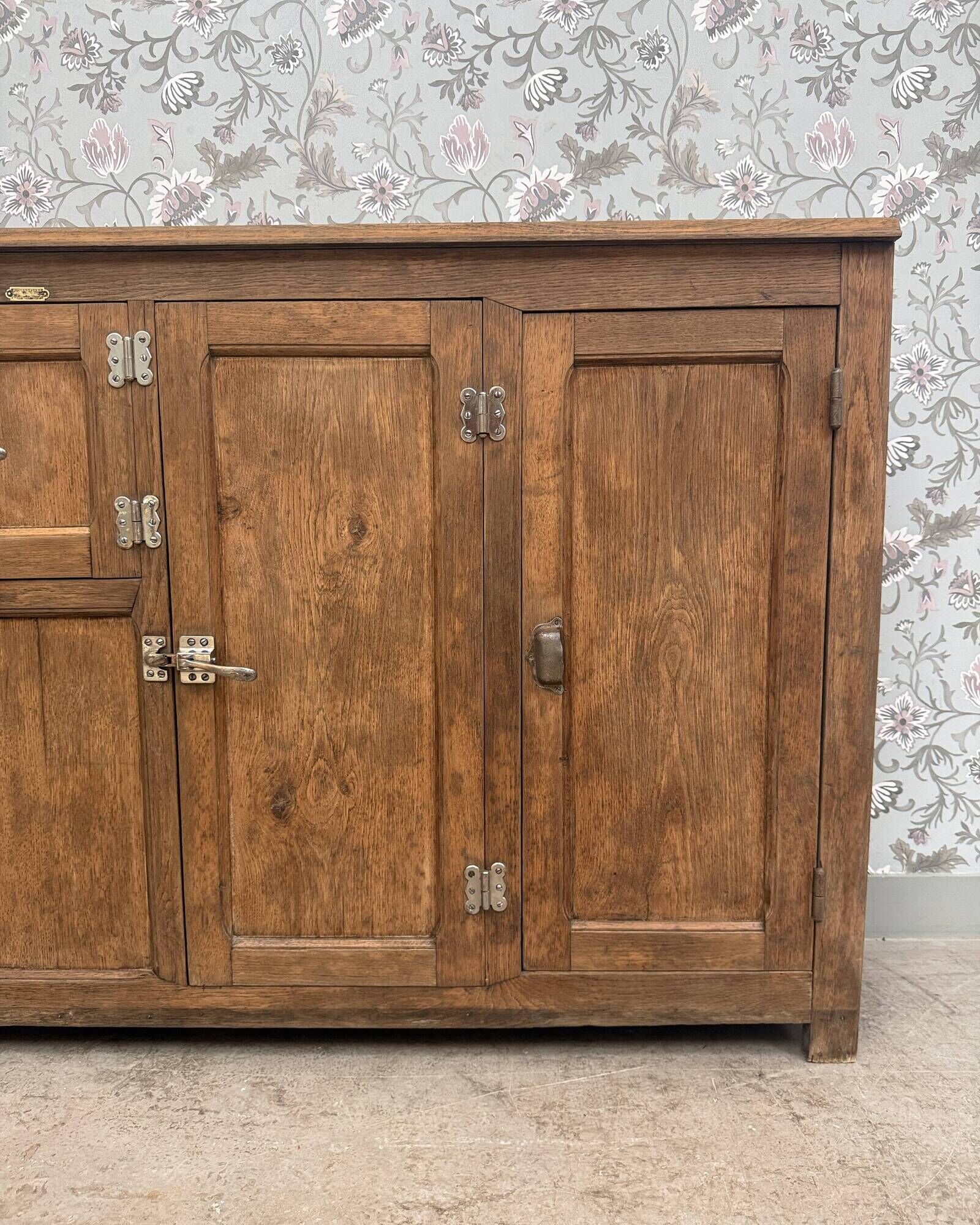 Old bar icebox in oak and zinc - sideboard (renovated)