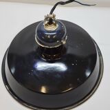 Pendant lamp industrial workshop lampshade in vintage black enameled metal