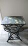 Side table, pedestal and blackened rattan, 1900 era