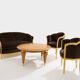 Maurice Dufrène gilded wood bench with brown velvet 1925
