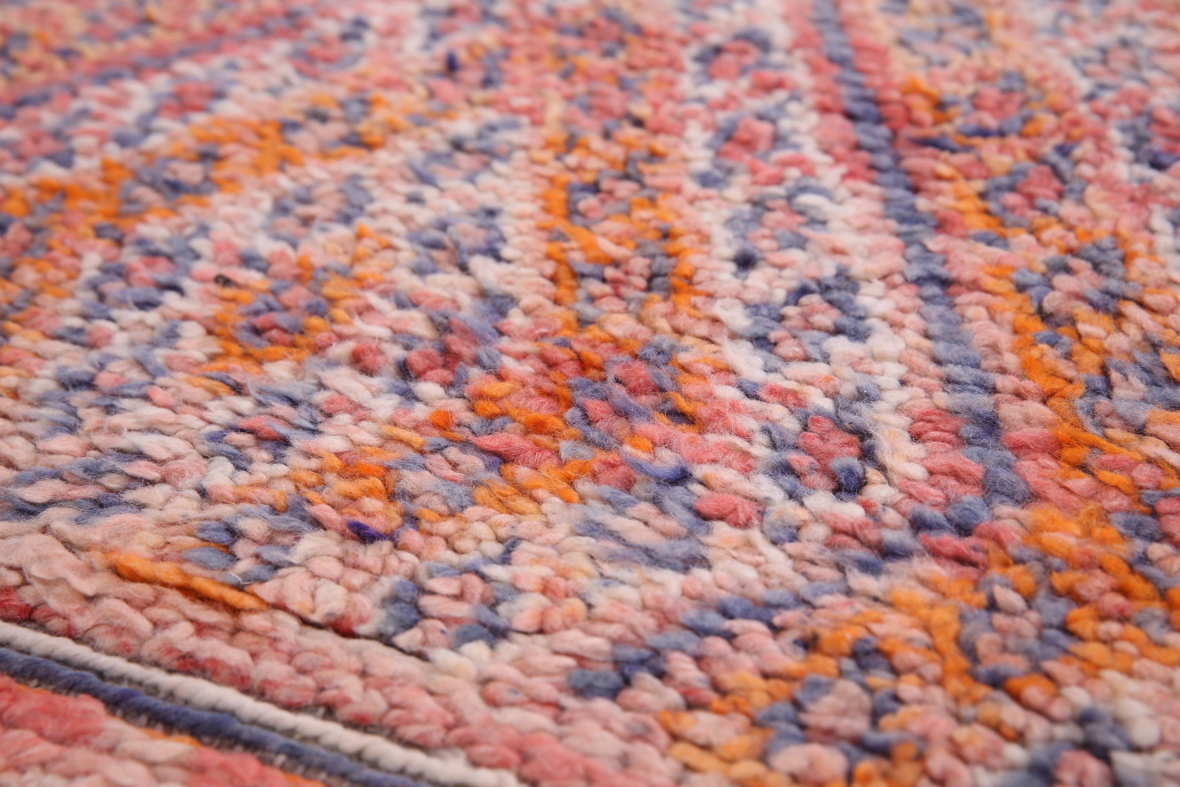 Tapis marocain vintage rose 205 x 303 cm, tapis en laine berbère, tapis berbère boho