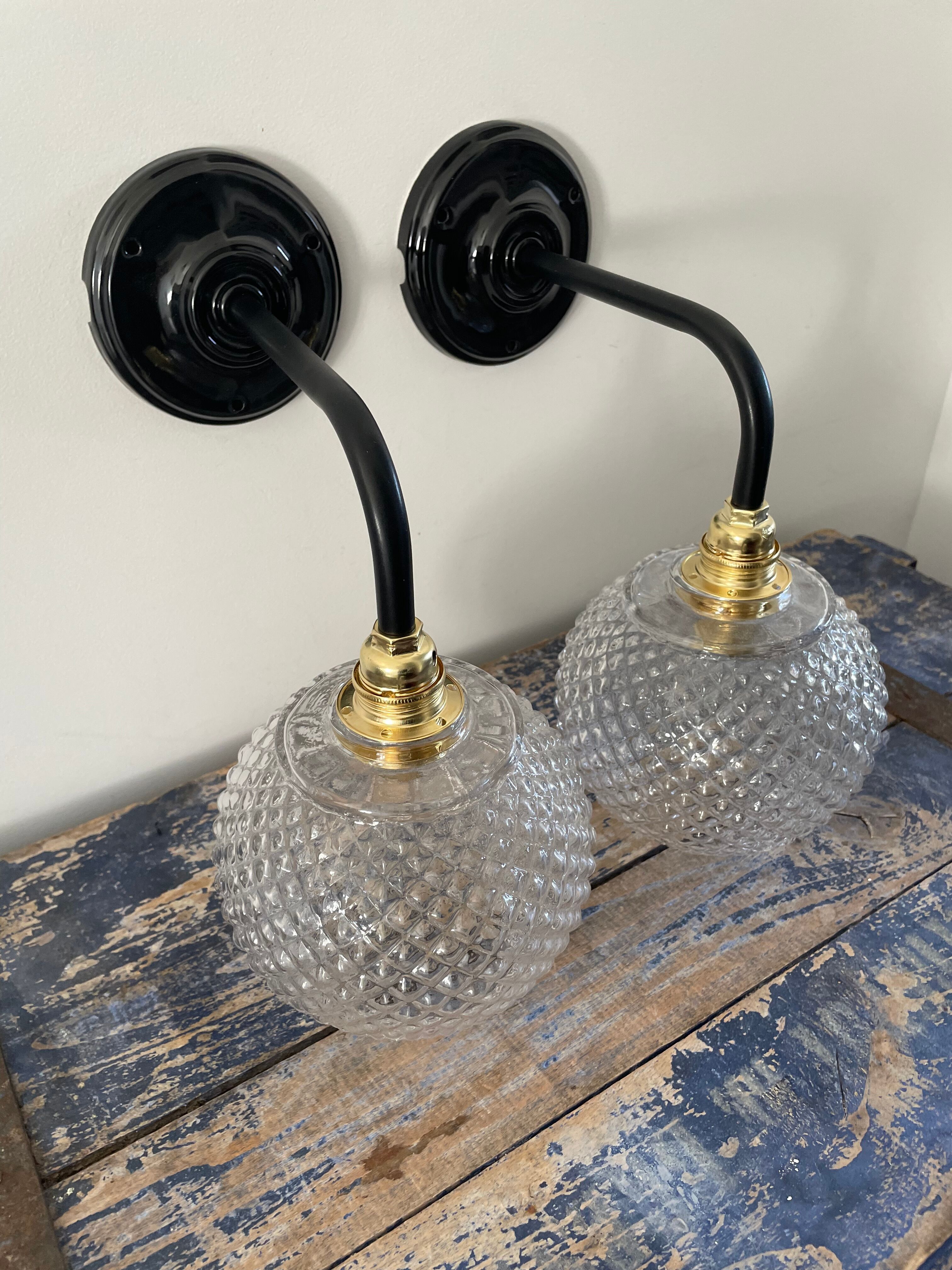 Pair of new electrified ball sconces