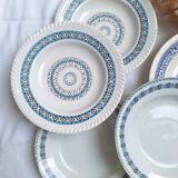 St Amand blue soup plates, Ironstone