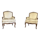Pair of large Louis XV armchairs stamped Nicolas Quinibert Foliot, Paris, 18th century