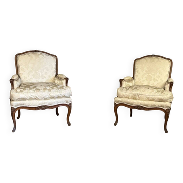 Pair of large Louis XV armchairs stamped Nicolas Quinibert Foliot, Paris, 18th century