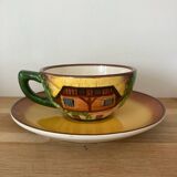Vintage-Service of 6 cups with saucers-Chalet theme-West Germany