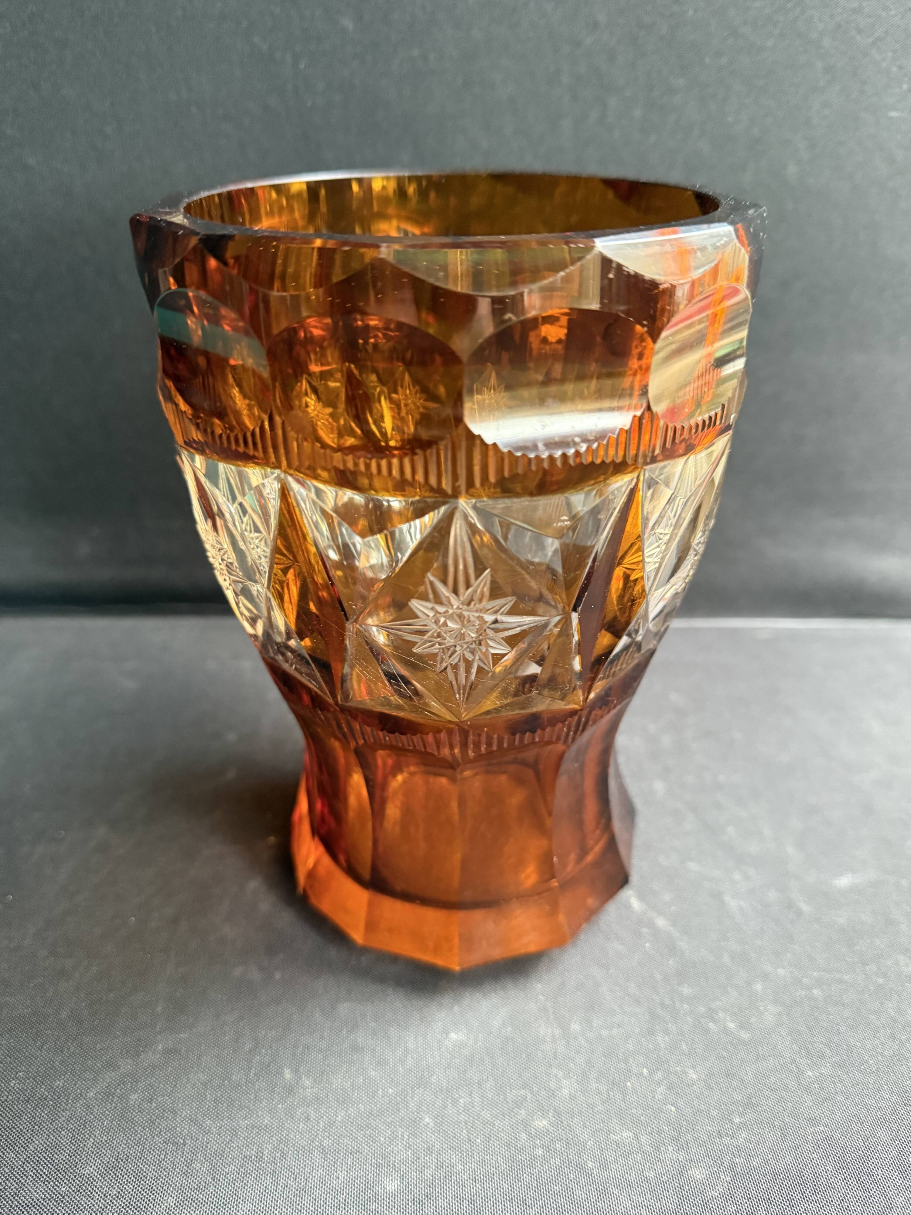 Amber Crystal Vase – Bohemia
