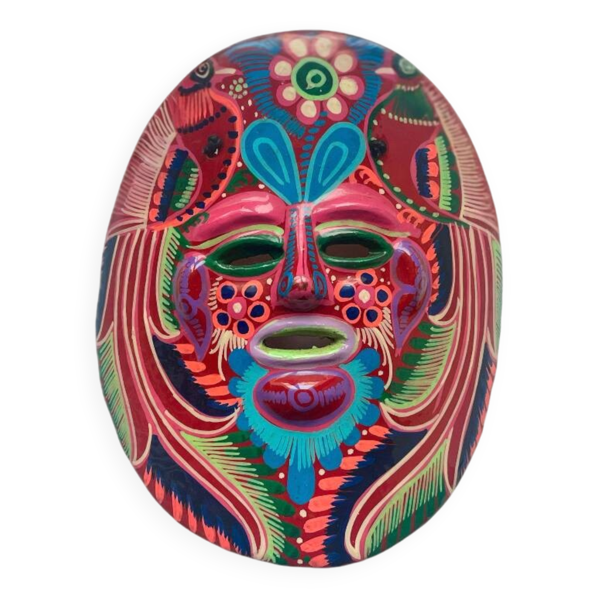 Mexican mask in colored terracotta, 1970s, Mexican