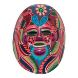 Mexican mask in colored terracotta, 1970s, Mexican