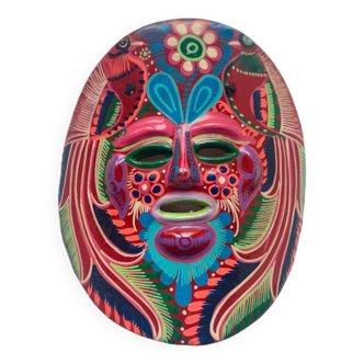 Mexican mask in colored terracotta, 70s, Mexican