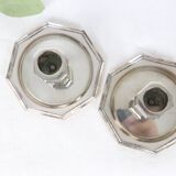 Pair of silver-plated metal candlesticks