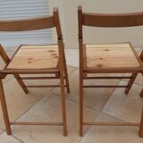 4 chaises en bois vintage vernis Pliables dessus totalement restaurées