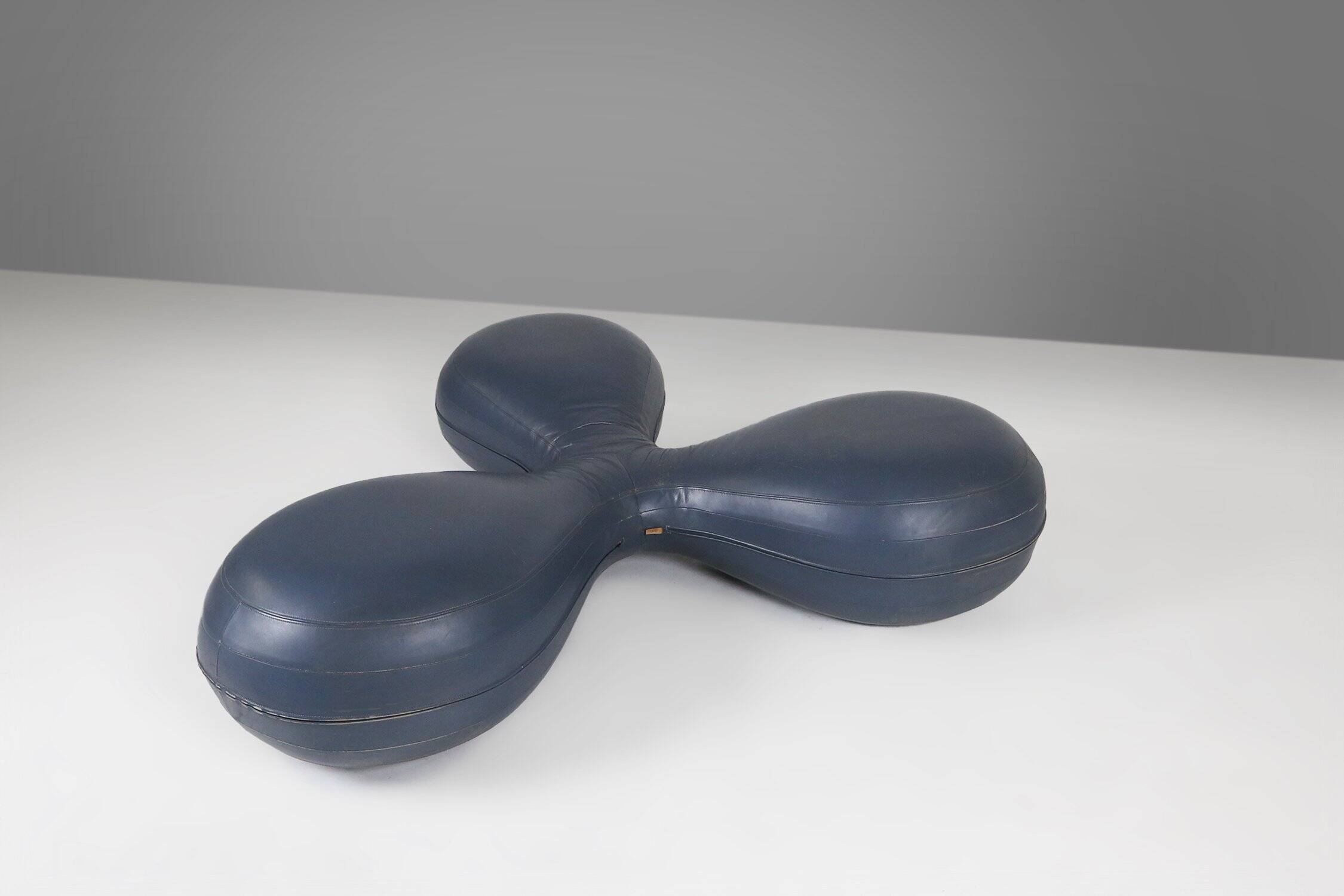 Leather Pouf by Lowie Vermeersch for Durlet, Belgium 1999