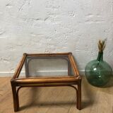 Glass and bamboo coffee table
