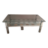 Smoked glass coffee table with vintage chrome legs