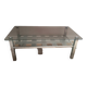Vintage smoked glass coffee table with chrome legs.