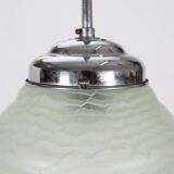 Art Deco pendant lamp with green glass shade, France ca. 1940