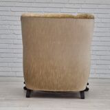 1950s, Danish vintage relax armchair, furniture velour, ash wood.